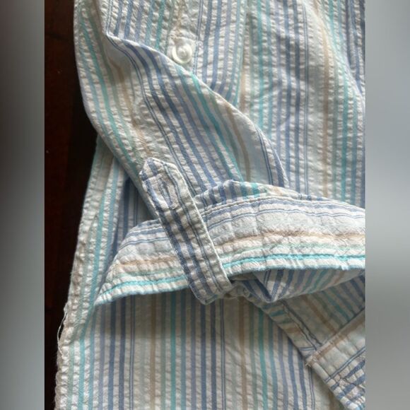 🦠3 For $21🦠Woman Within Blue Striped Blouse - Picture 4 of 7
